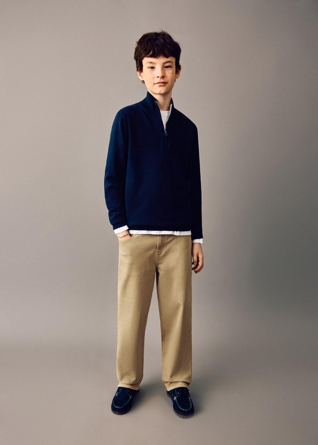 Brown Lt Pastel Straight Cotton Jeans, Kids Boy, Light Pastel Brown, large image number 0