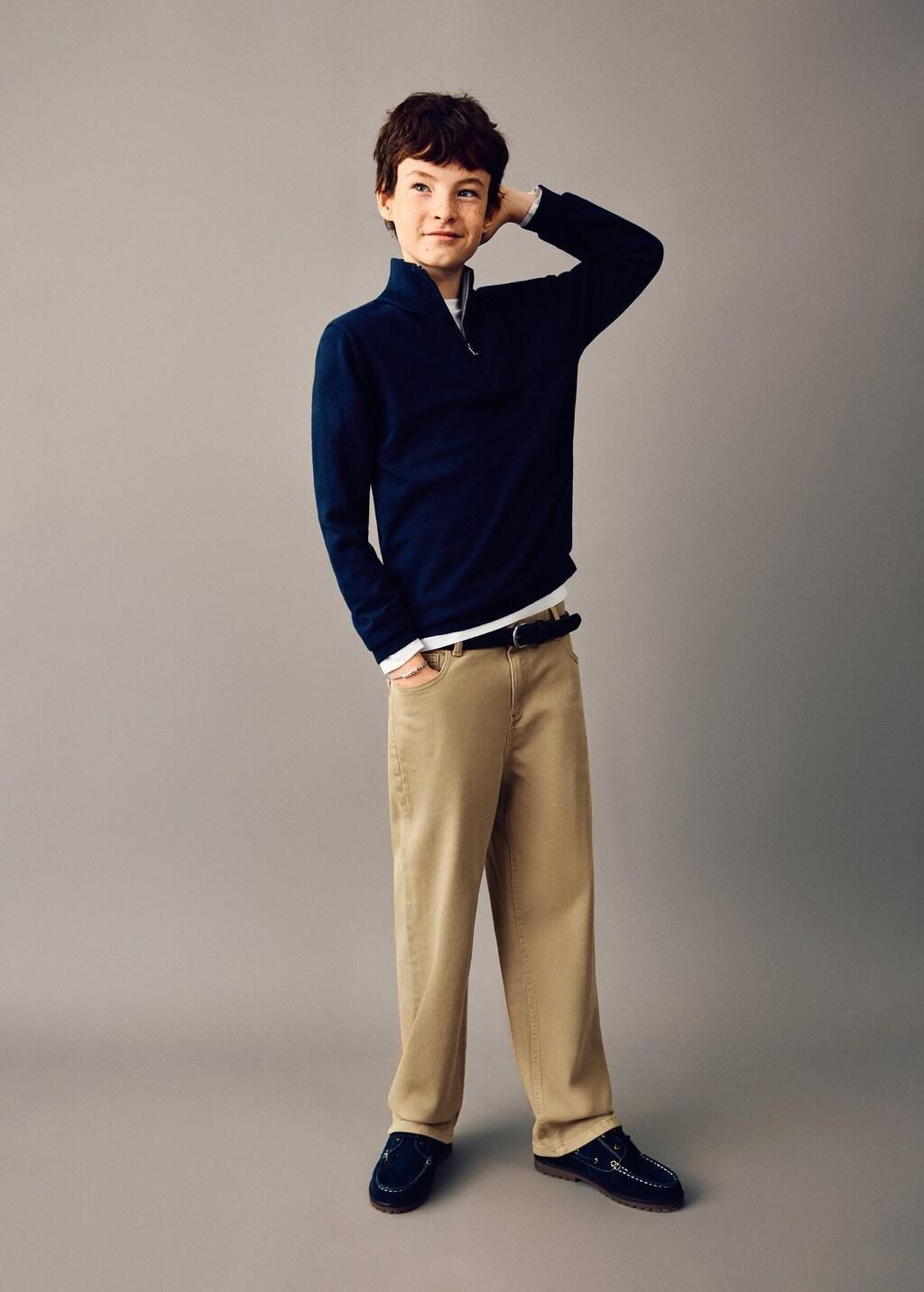 Brown Lt Pastel Straight Cotton Jeans, Kids Boy, Light Pastel Brown, large image number 3