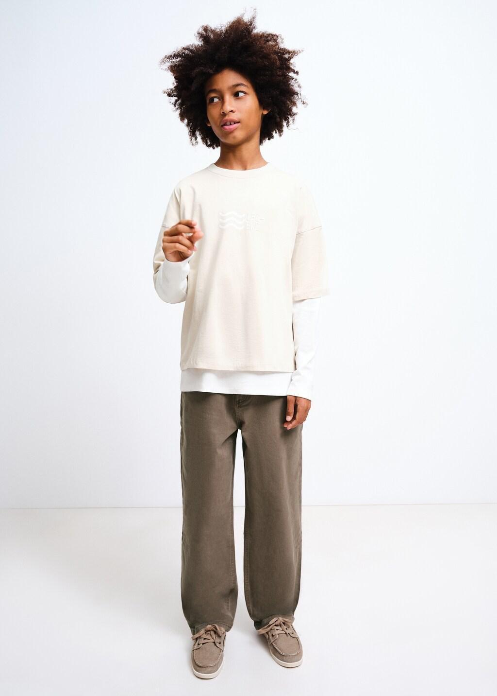 Brown Straight Cotton Jeans, Brown, large image number 0