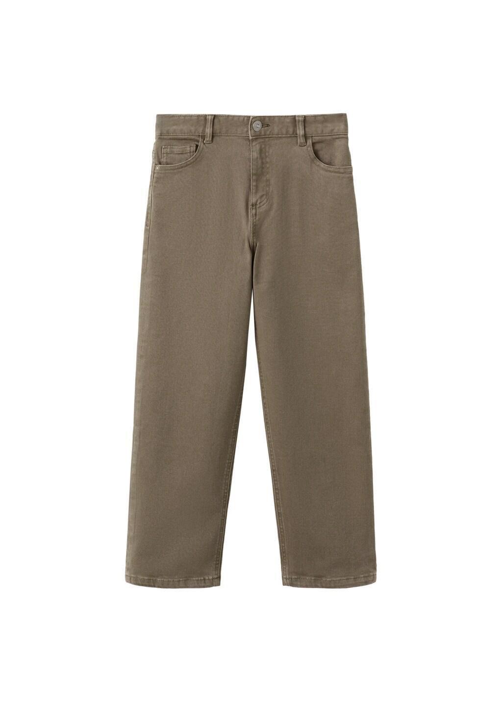 Brown Straight Cotton Jeans, Brown, medium