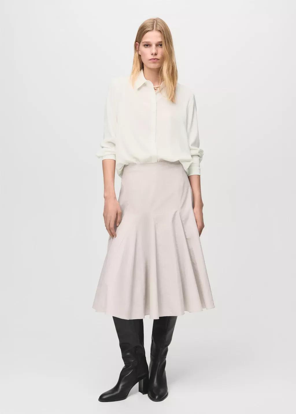 White Fluid Long-Sleeved Blouse, 0201_02, large image number 0