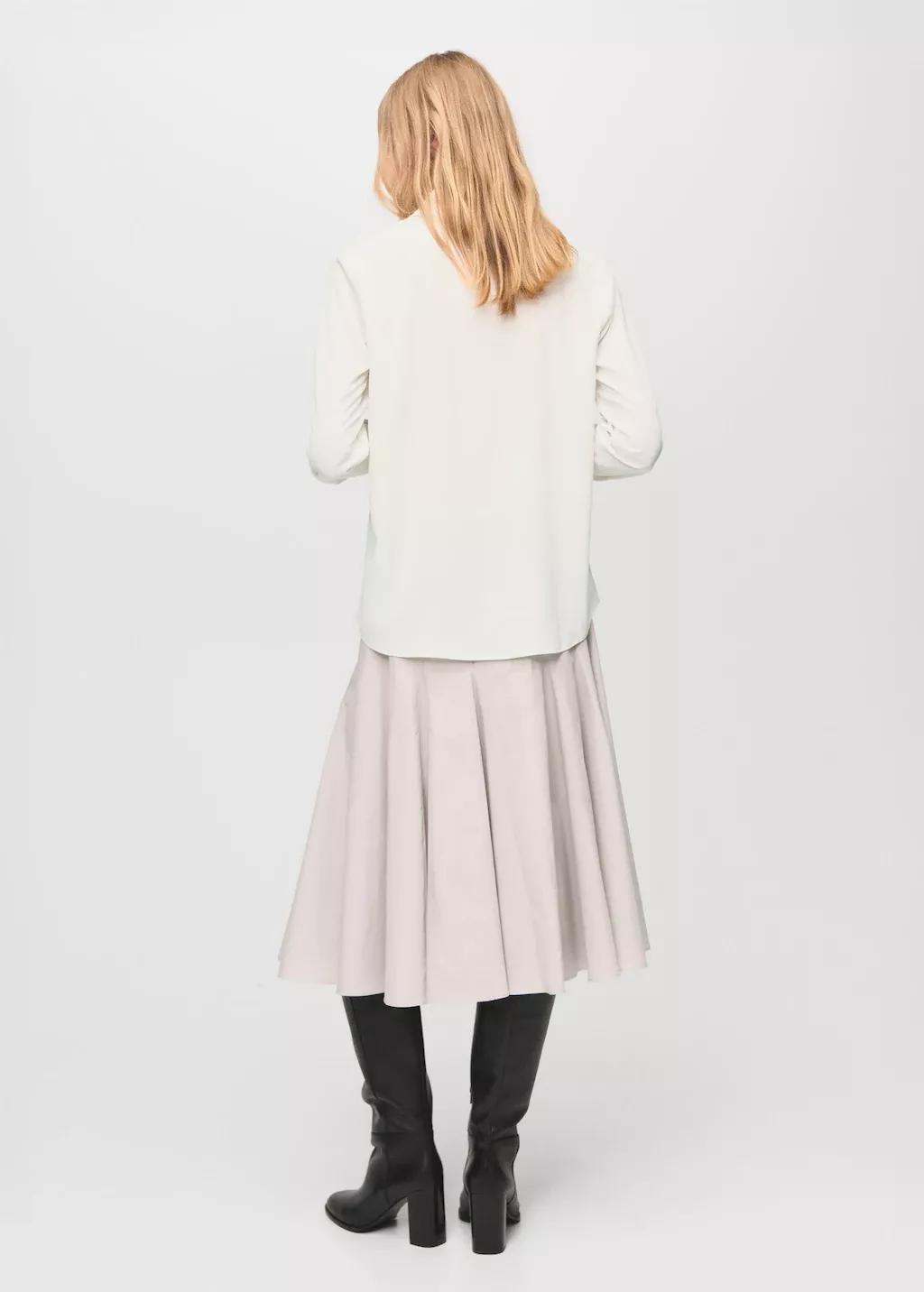 White Fluid Long-Sleeved Blouse, 0201_02, large image number 2