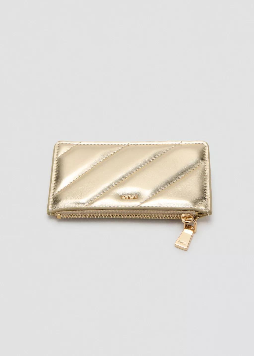 Gold Small Quilted Wallet, Gold, large image number 1