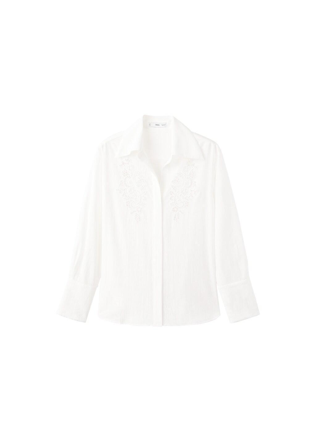 White Embroidered Openwork Shirt, 0201_02, large image number 7