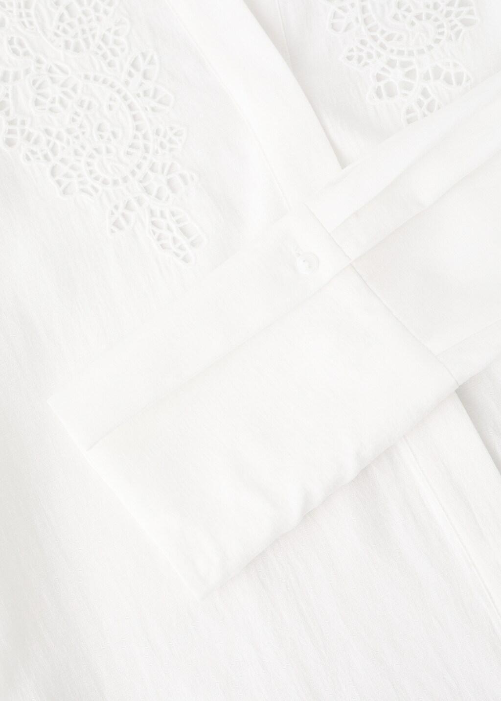 White Embroidered Openwork Shirt, 0201_02, large image number 9