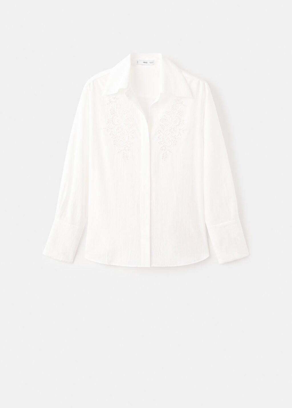 White Embroidered Openwork Shirt, 0201_02, large image number 12