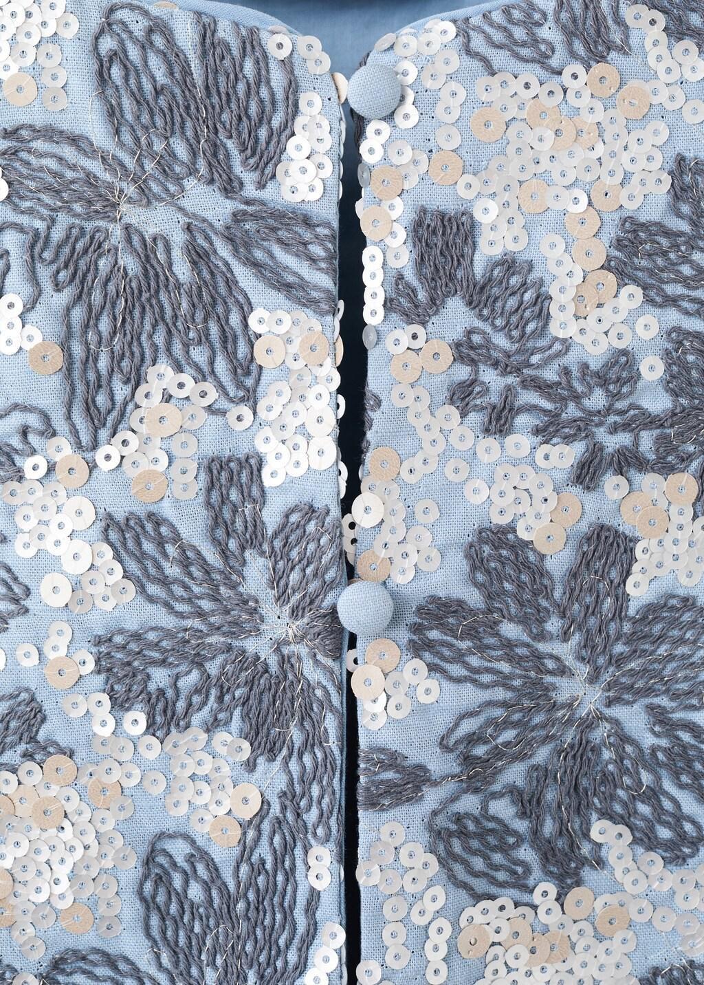 Blue Sequin Embroidered Gilet, Kids Girls, Medium Blue, large image number 0