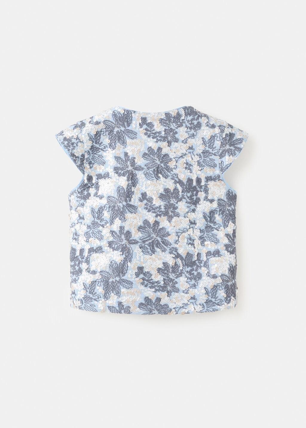 Blue Sequin Embroidered Gilet, Kids Girls, Medium Blue, large image number 1