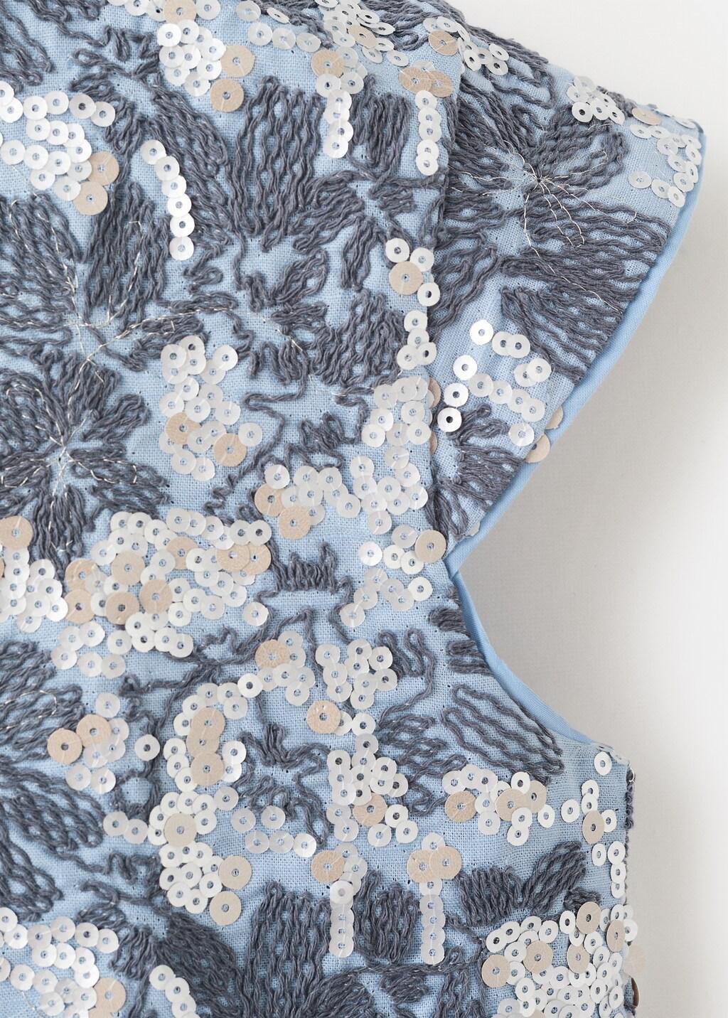 Blue Sequin Embroidered Gilet, Kids Girls, Medium Blue, large image number 2