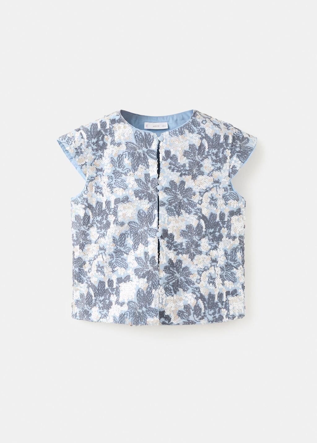 Blue Sequin Embroidered Gilet, Kids Girls, Medium Blue, large image number 4