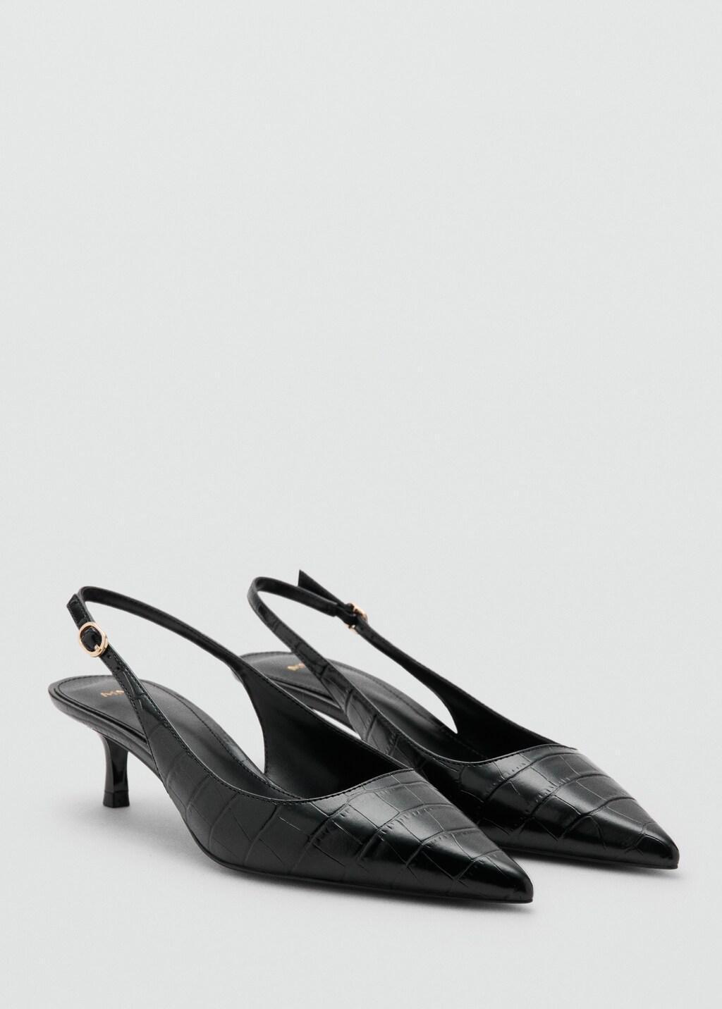 Black Croc-Effect Heeled Shoes, 0201_99, large image number 0