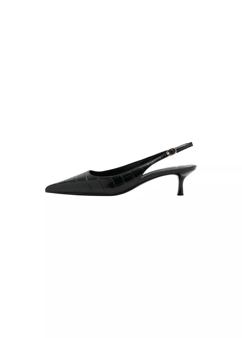 Black Croc-Effect Heeled Shoes, 0201_99, large image number 2