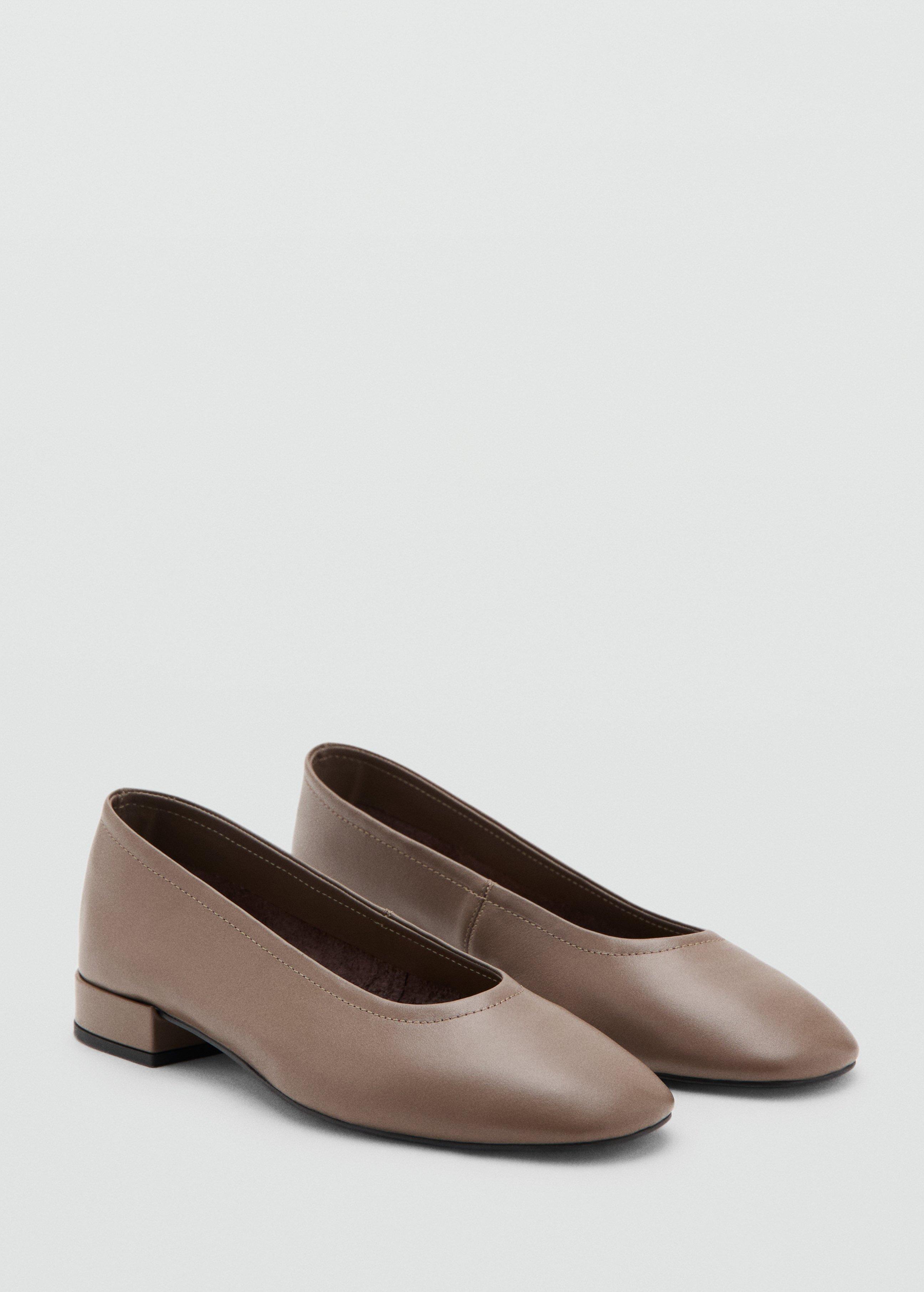 Brown Lt Pastel Leather Flat Shoes, Light Pastel Brown, large image number 1