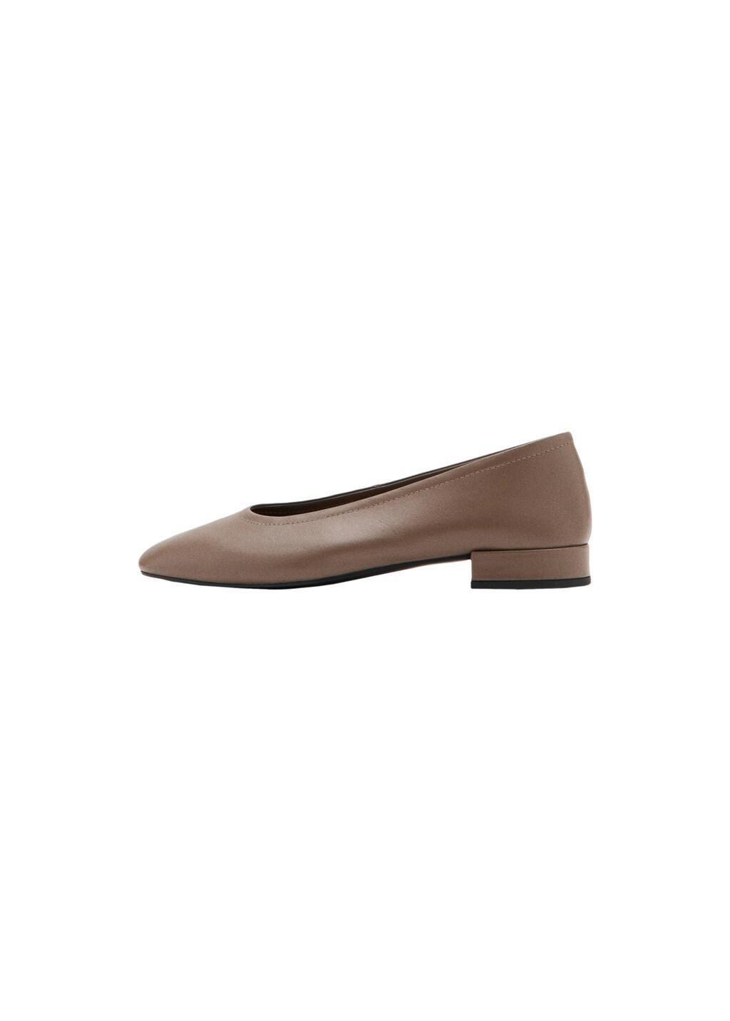 Brown Lt Pastel Leather Flat Shoes, Light Pastel Brown, large image number 6