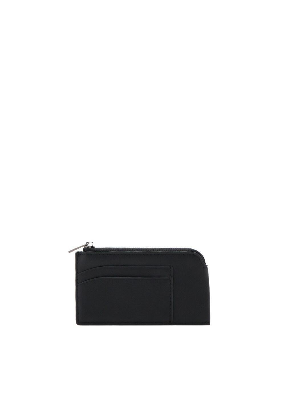 Black Faux-Leather Purse, Black, medium