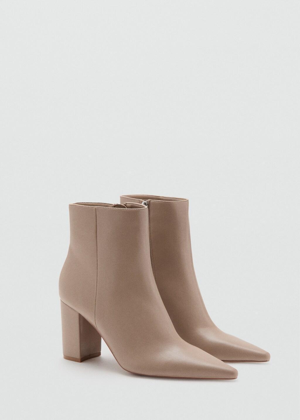 Beige Ankle Boots With Block Heel, Light Beige, large image number 0