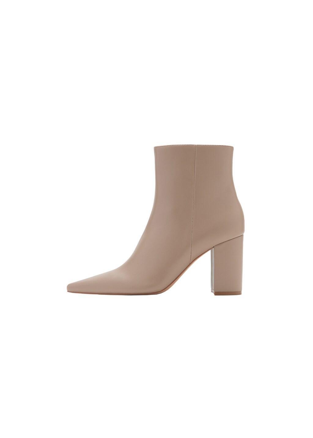 Beige Ankle Boots With Block Heel, Light Beige, large image number 2