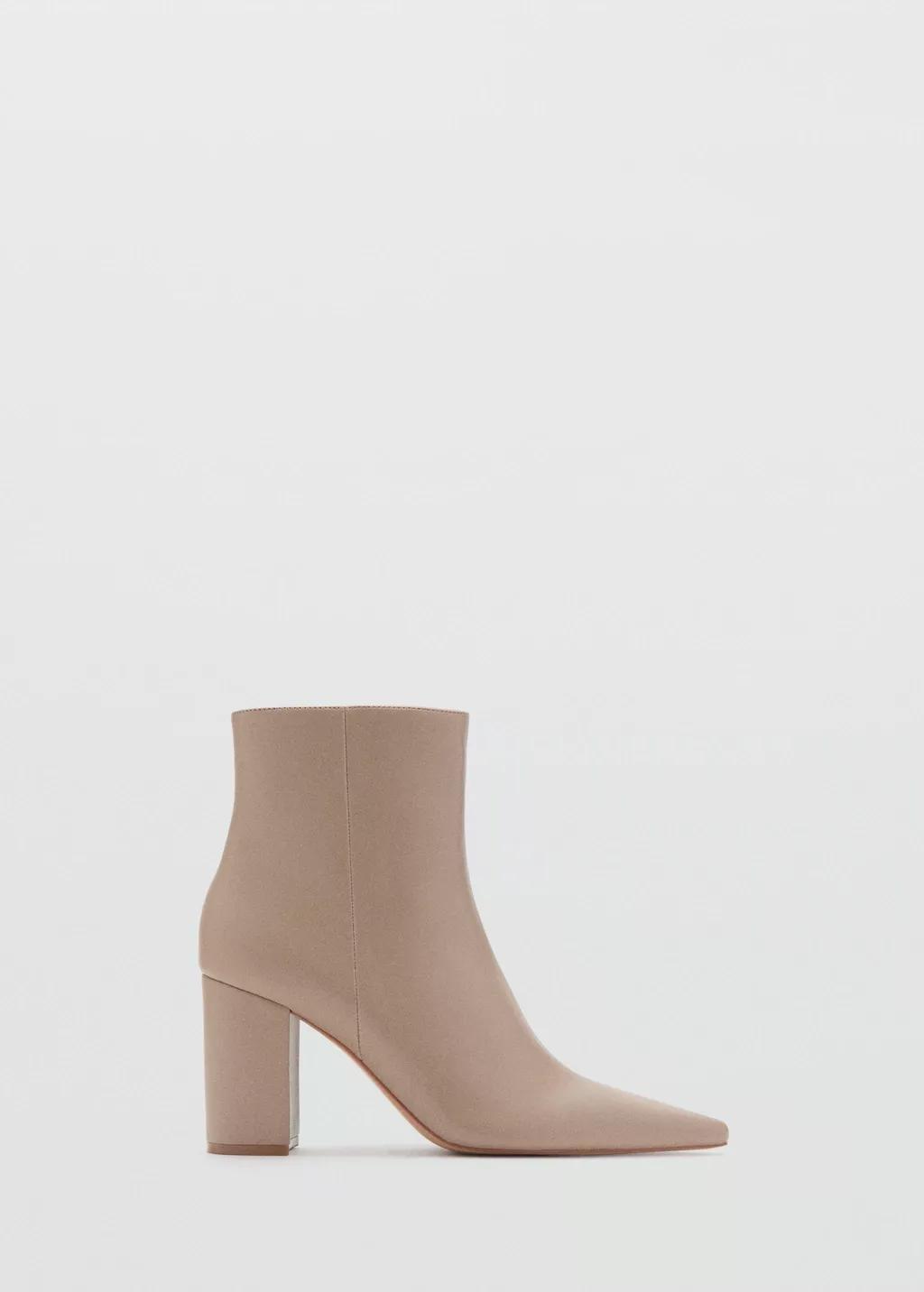 Beige Ankle Boots With Block Heel, Light Beige, large image number 3