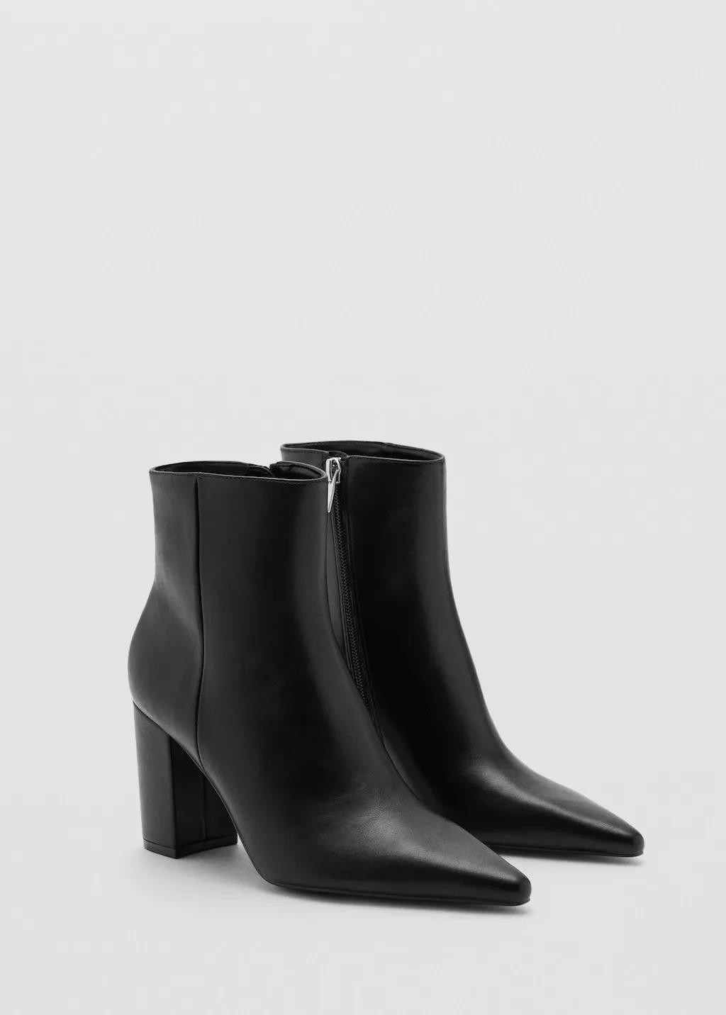 Black Ankle Boots With Block Heel, Black, medium