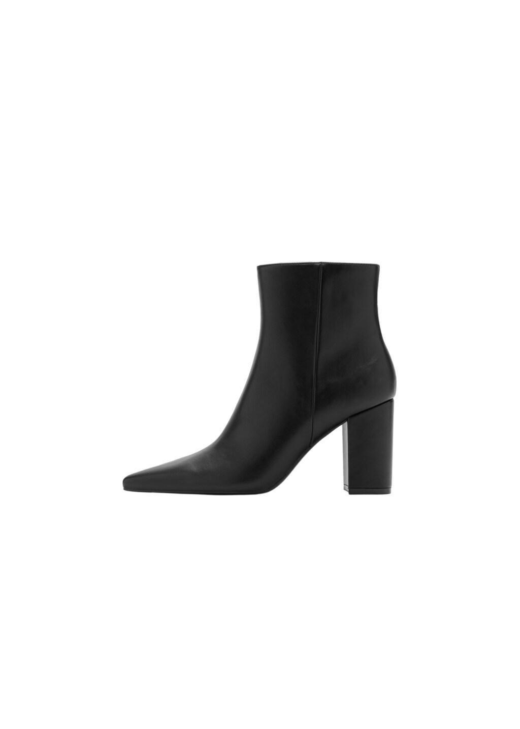 Black Ankle Boots With Block Heel, Black, medium