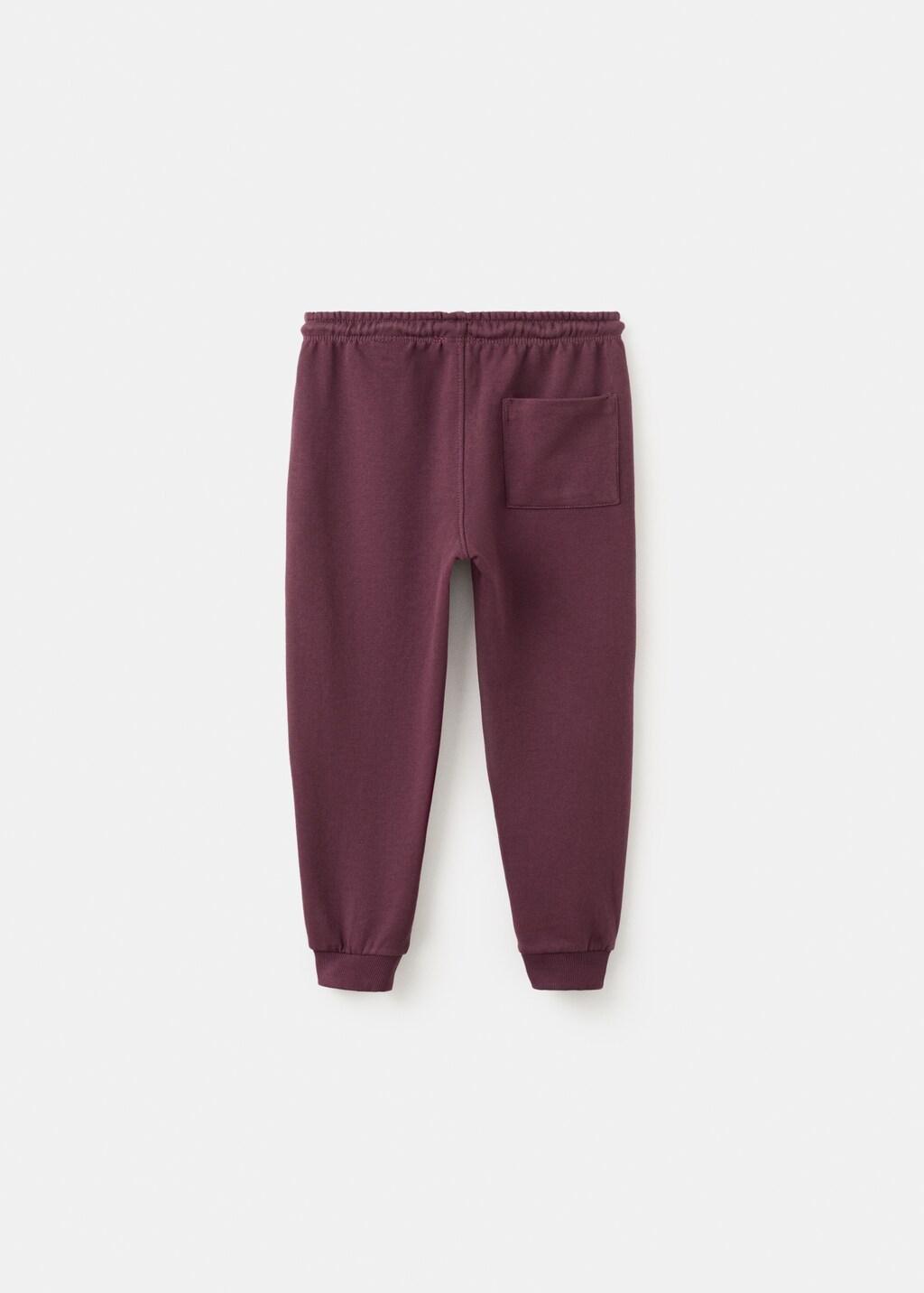 Red Cotton Jogger-Style Trousers, Baby Boys, Dark Red, large image number 2