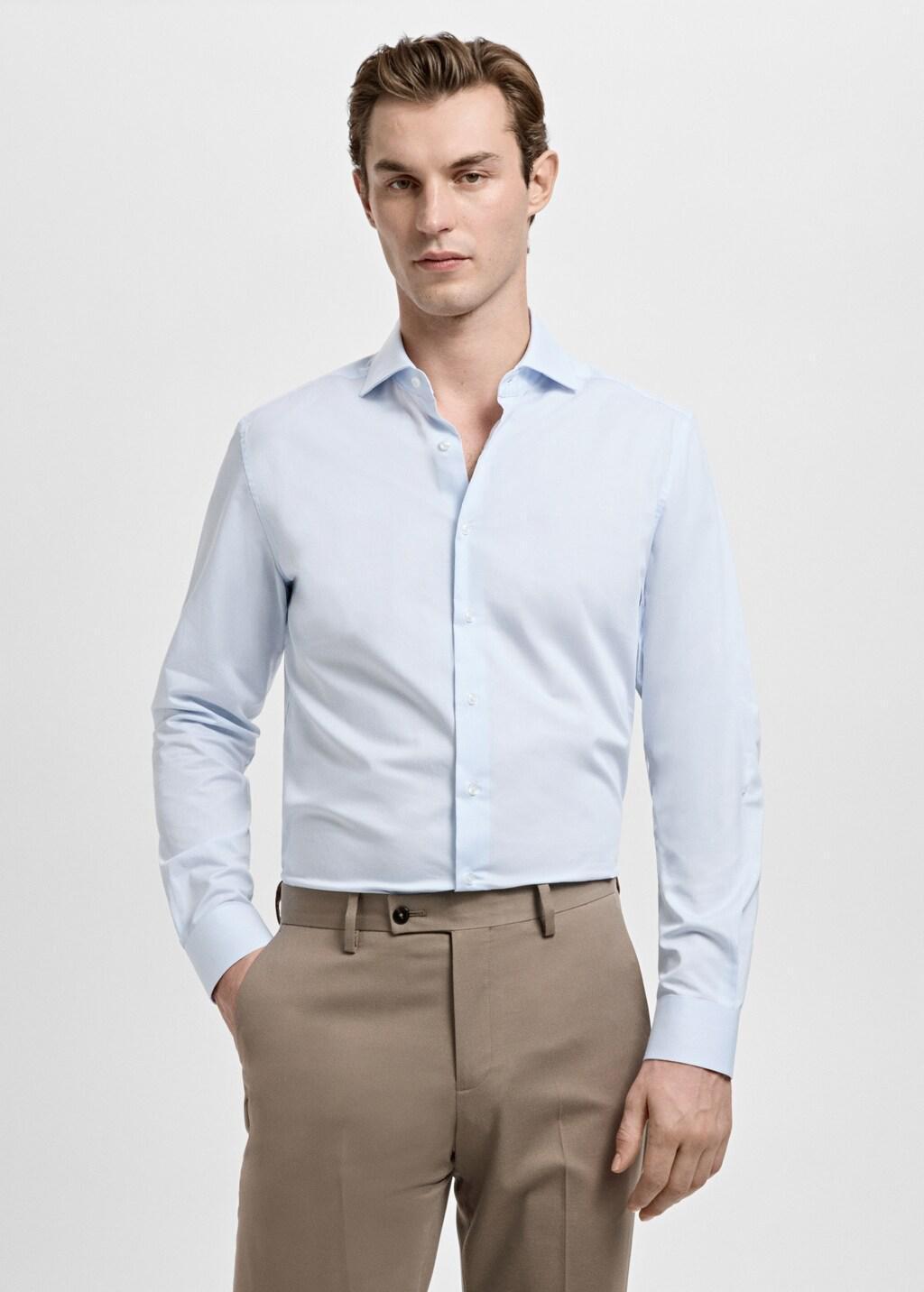 Blue Slim Fit Thousand Striped Suit Shirt, Light-Pastel Blue, large image number 3
