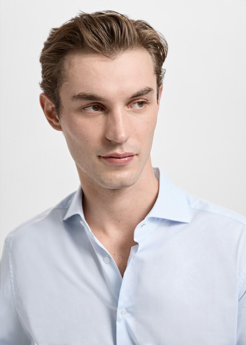Blue Slim Fit Thousand Striped Suit Shirt, Light-Pastel Blue, large image number 4