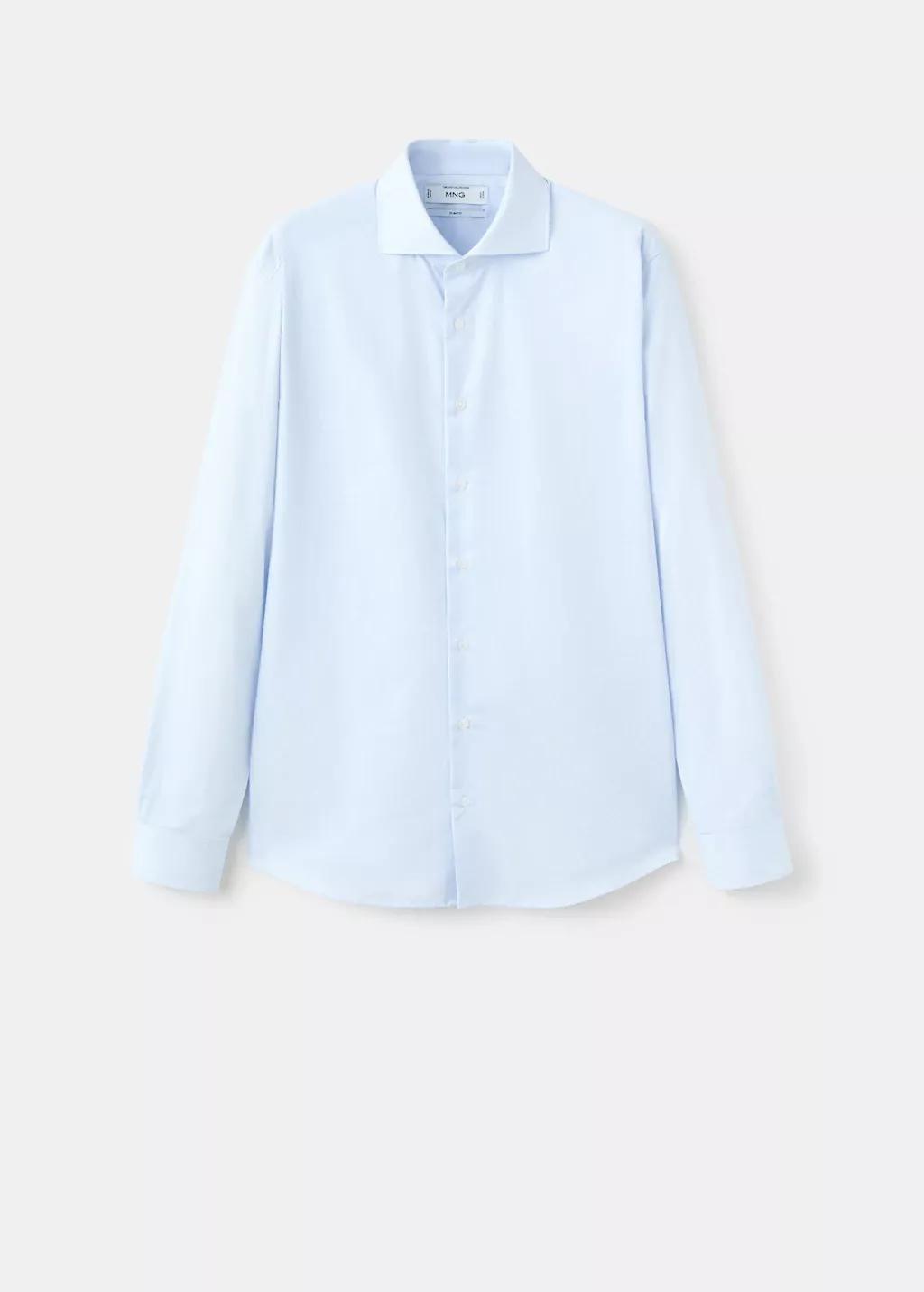 Blue Slim Fit Thousand Striped Suit Shirt, Light-Pastel Blue, large image number 7