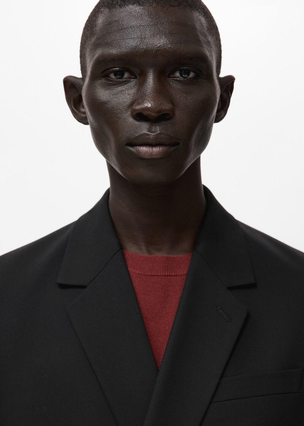 Black Boston Regular-Fit Double-Breasted Suit Jacket, Black, large image number 4