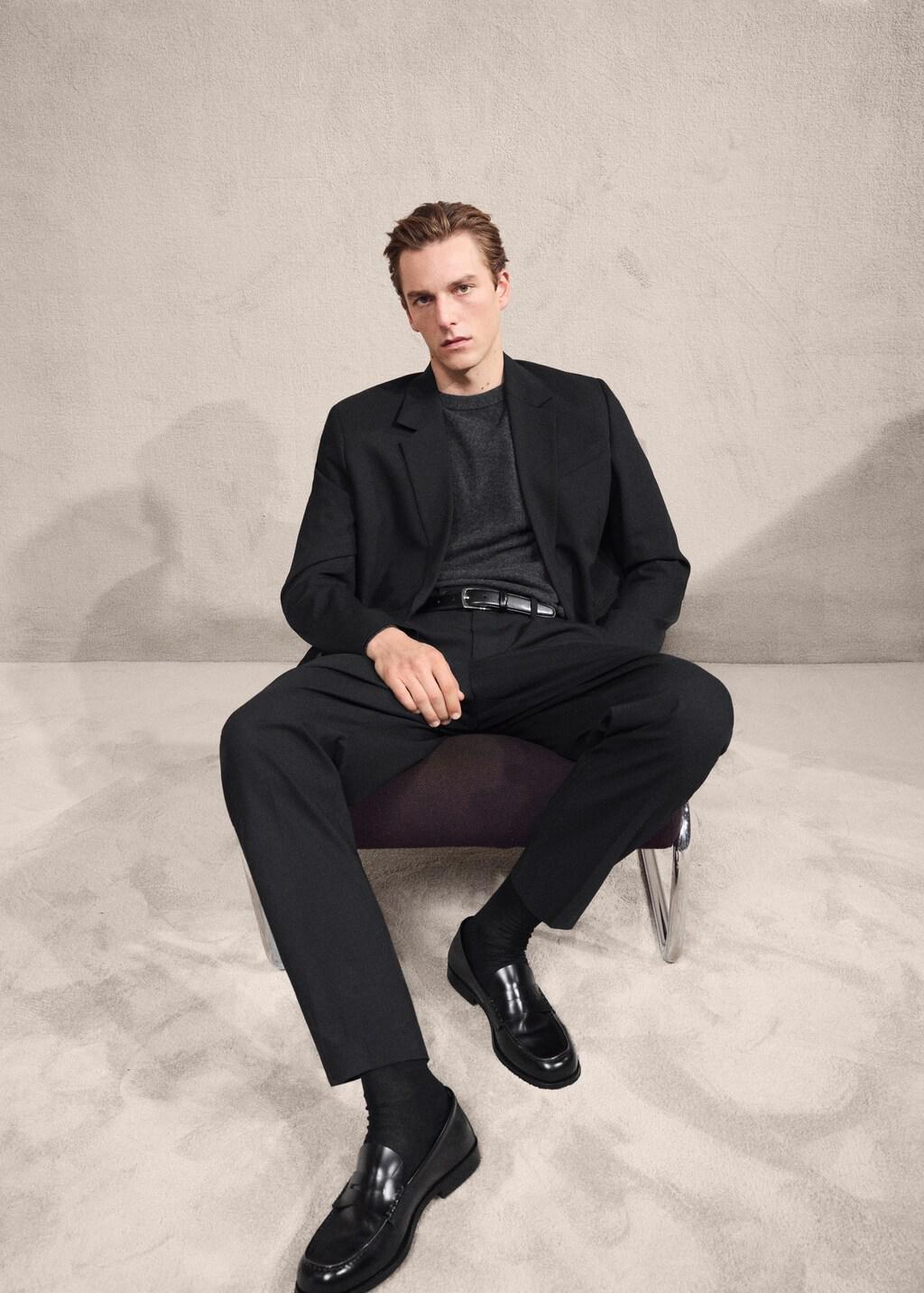 Black Boston Regular-Fit Double-Breasted Suit Jacket, Black, large image number 6