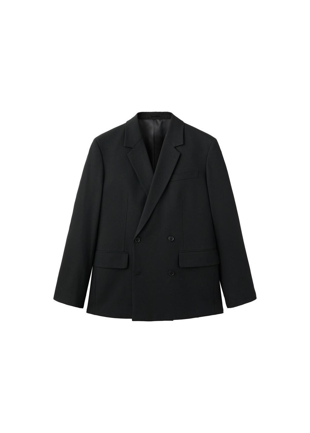 Black Boston Regular-Fit Double-Breasted Suit Jacket, Black, large image number 7