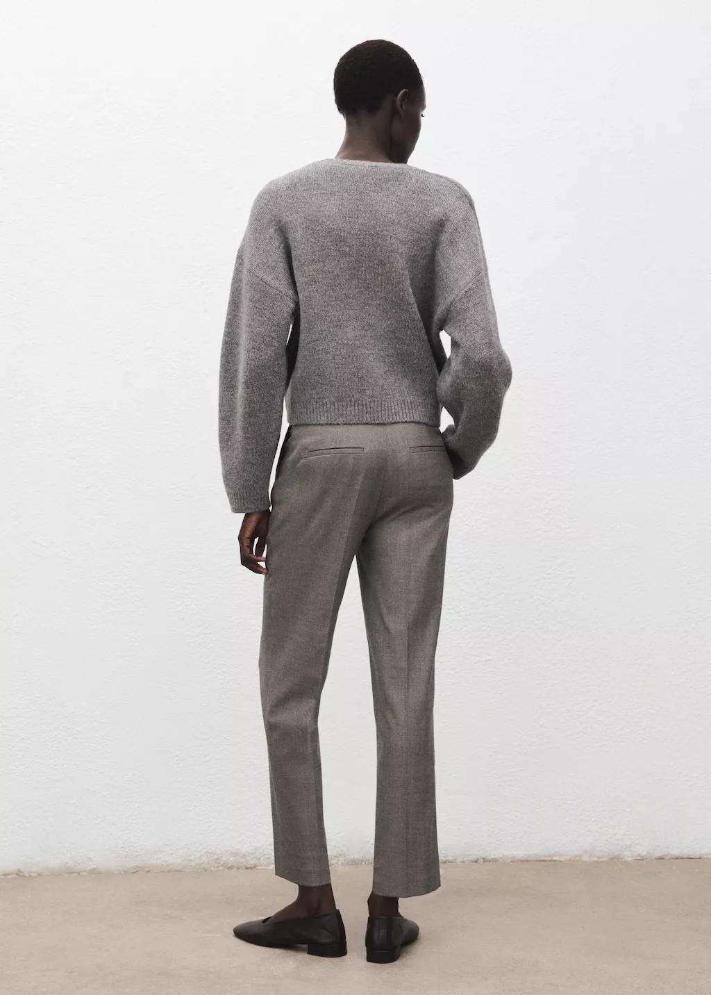 Grey Slim Cropped Pinstripe Trousers, Light Pastel Grey, large image number 2