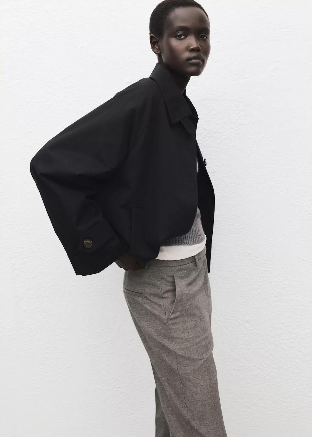 Grey Slim Cropped Pinstripe Trousers, 0201_91, large image number 4