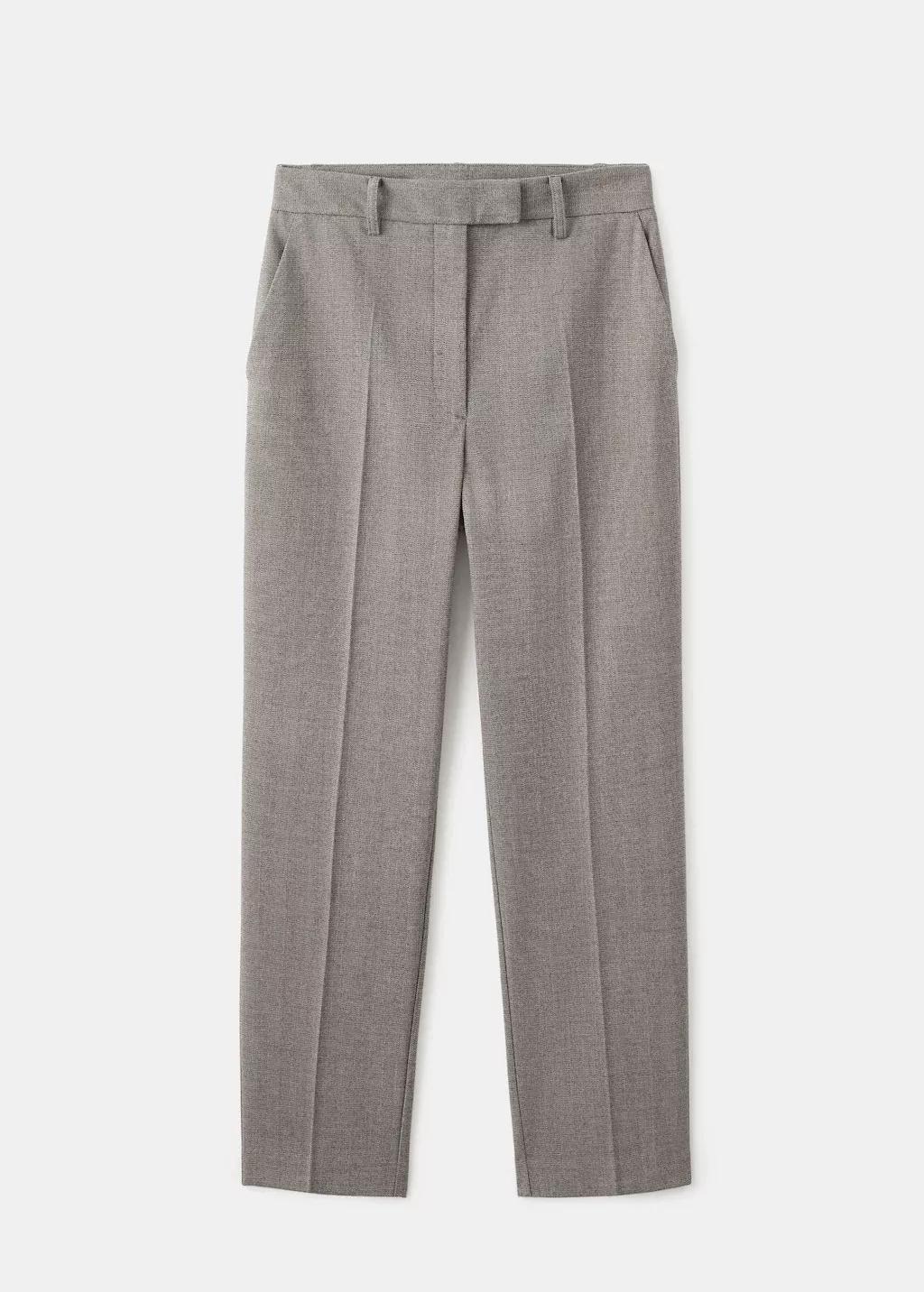 Grey Slim Cropped Pinstripe Trousers, Light Pastel Grey, large image number 7