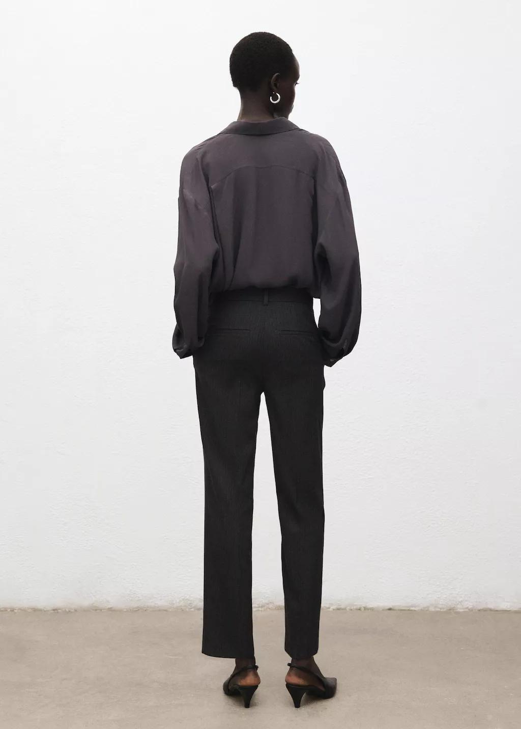 Grey Slim Cropped Pinstripe Trousers, 0201_92, large image number 2