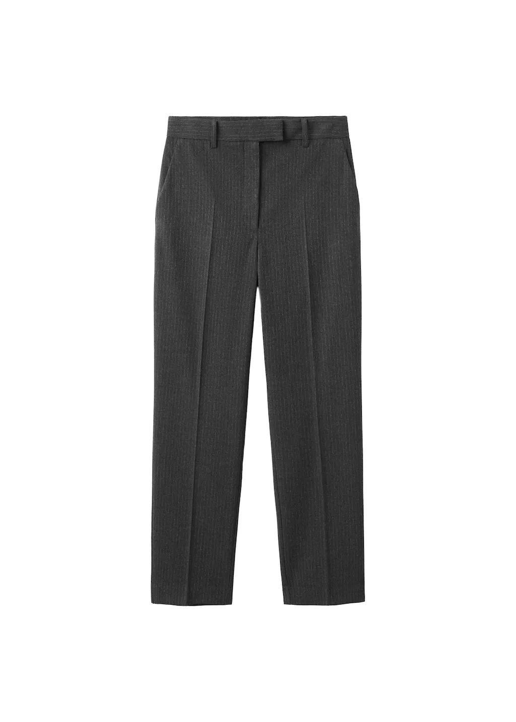 Grey Slim Cropped Pinstripe Trousers, 0201_92, large image number 6