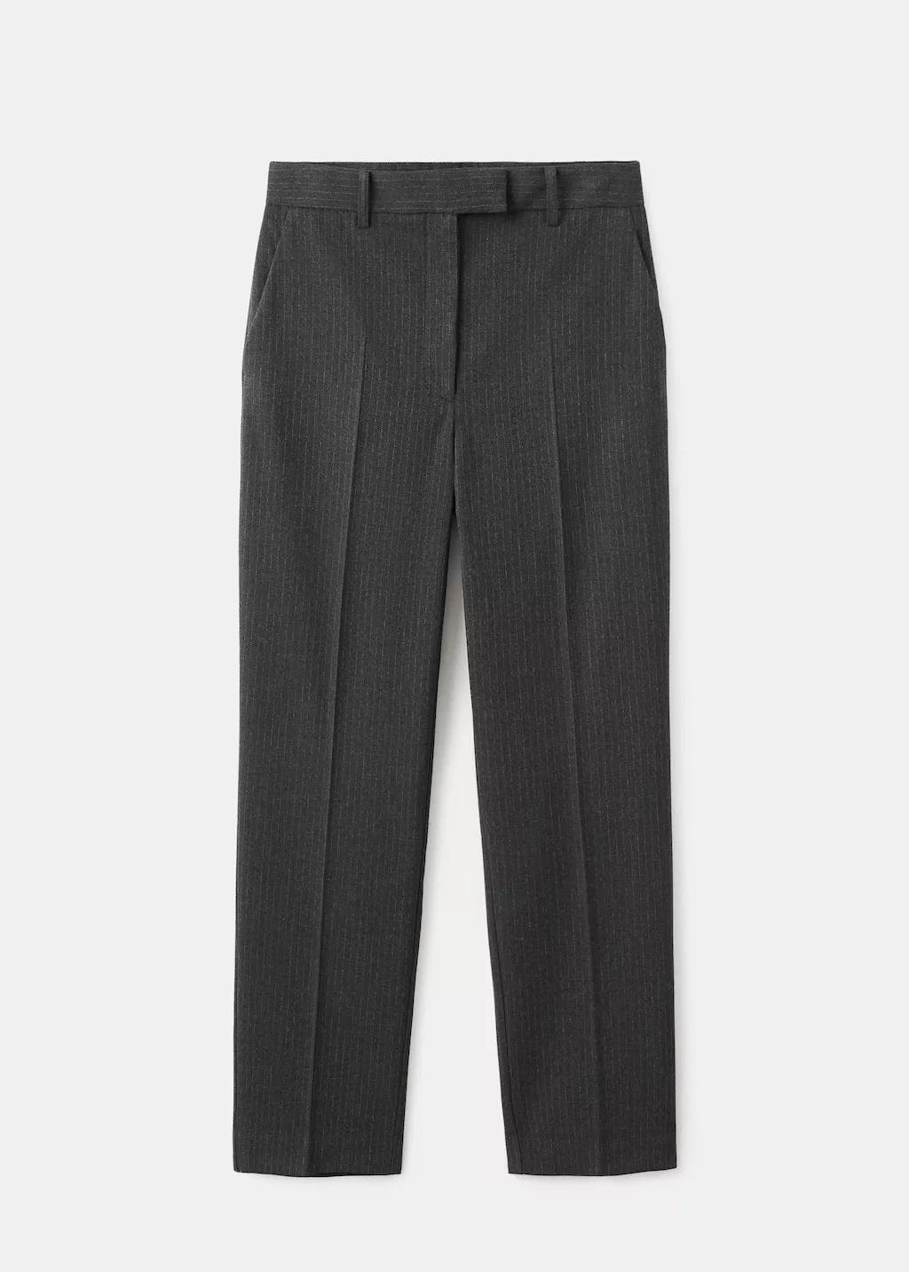 Grey Slim Cropped Pinstripe Trousers, 0201_92, large image number 7