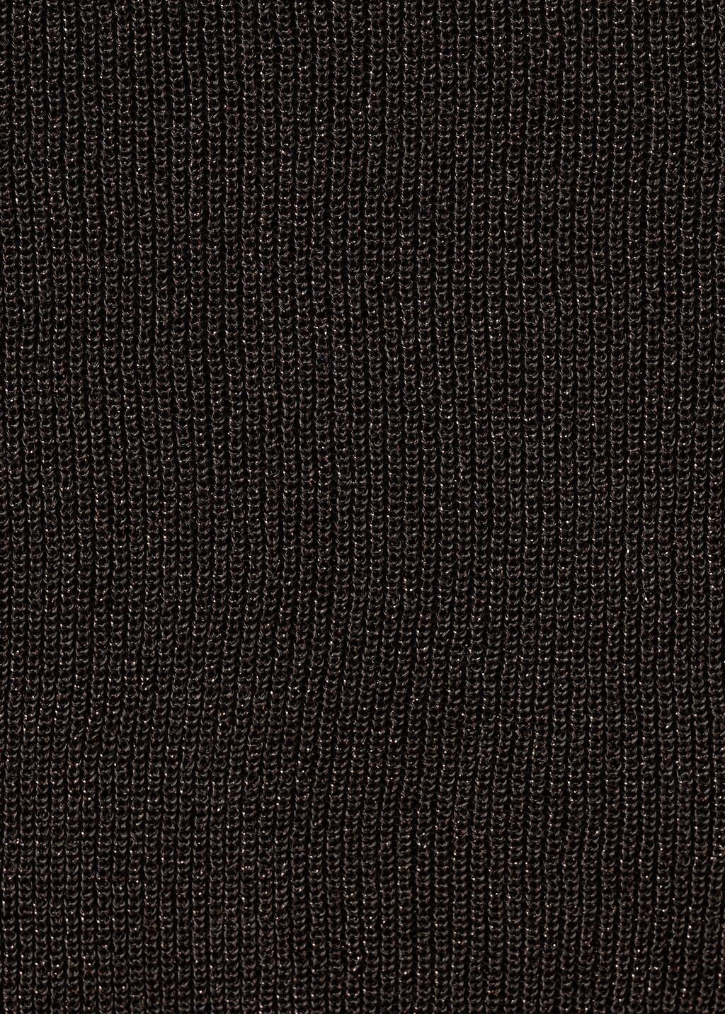 Brown Lurex Knitted V-Neck Top, Dark Brown, large image number 5