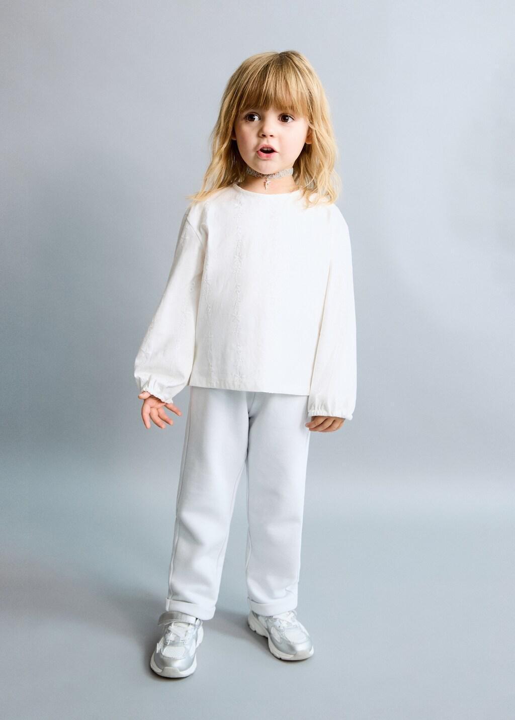 Blue Lt-Pastel Cotton Drawstring Joggers, Baby Girl, Light-Pastel Blue, medium