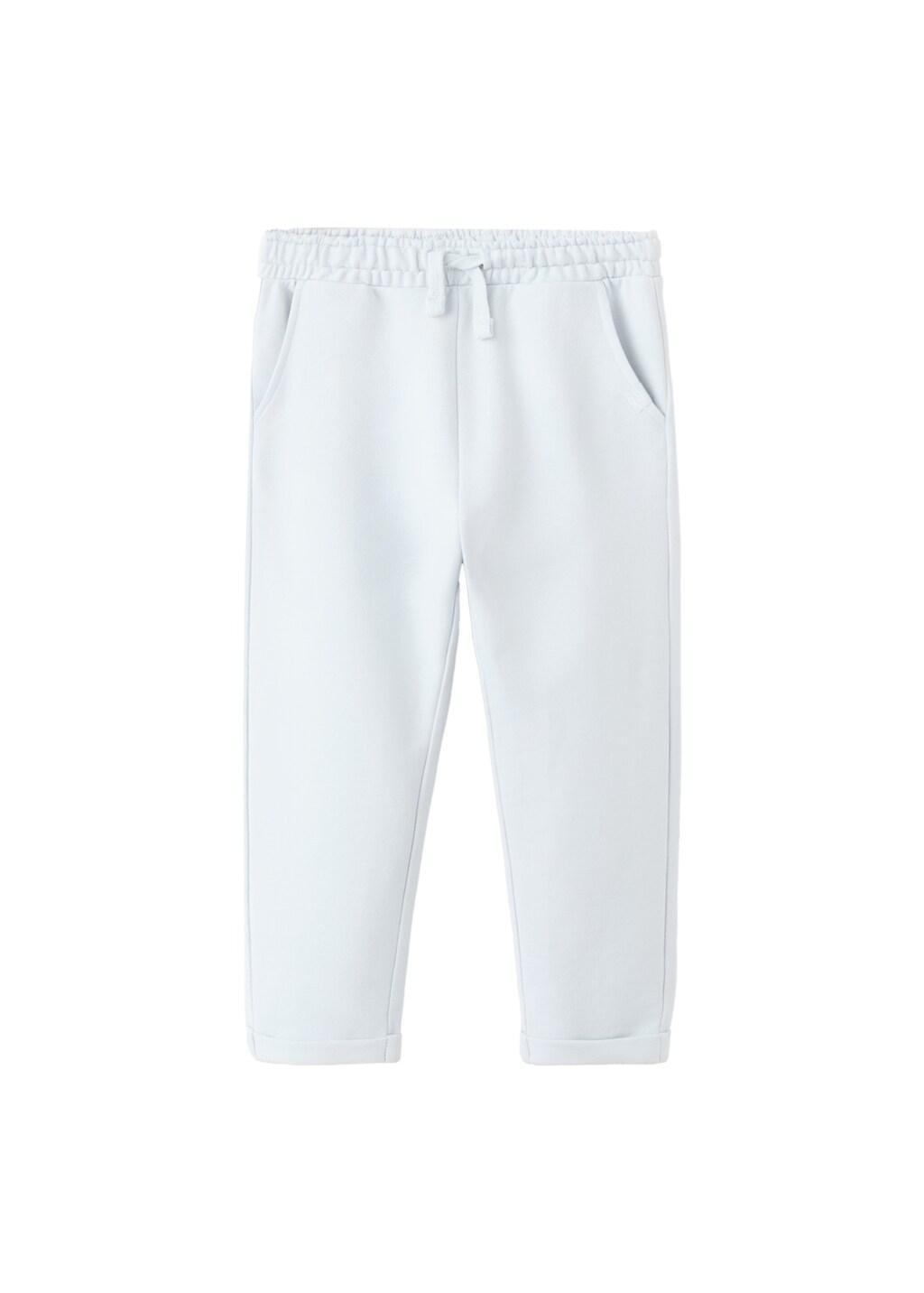 Blue Lt-Pastel Cotton Drawstring Joggers, Baby Girl, Light-Pastel Blue, large image number 5