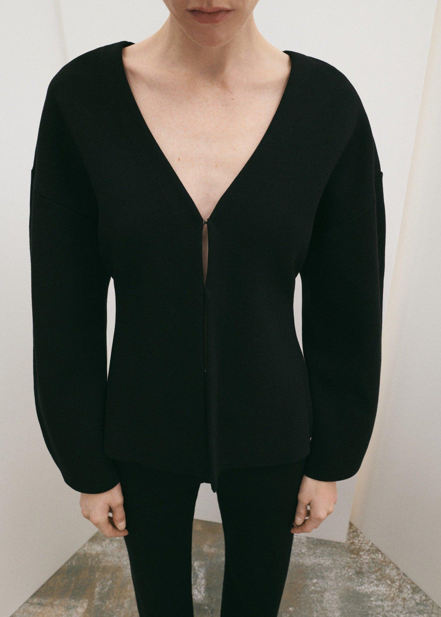 Black Oversized V-Neck Cardigan, 0201_99, large image number 0