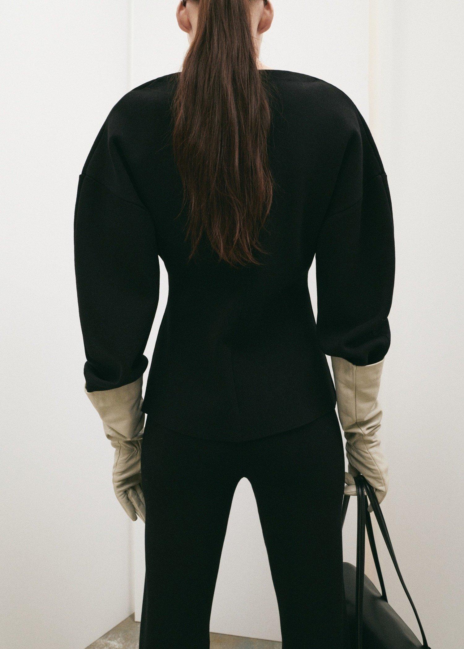 Black Oversized V-Neck Cardigan, 0201_99, large image number 3