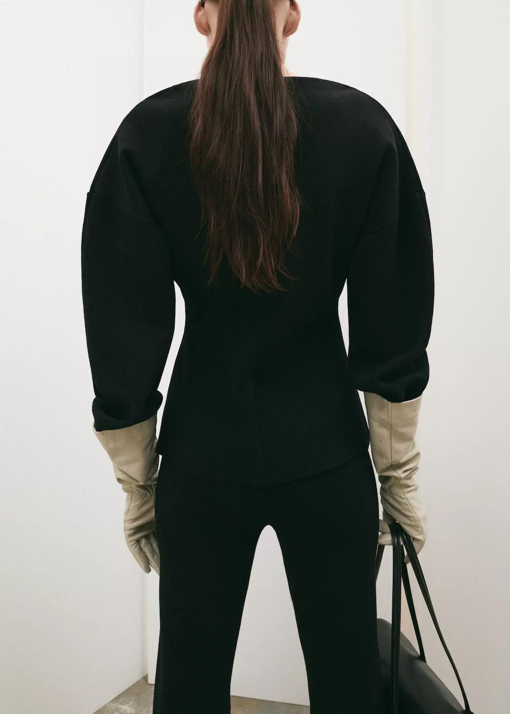 Black Oversized V-Neck Cardigan, 0201_99, large image number 5