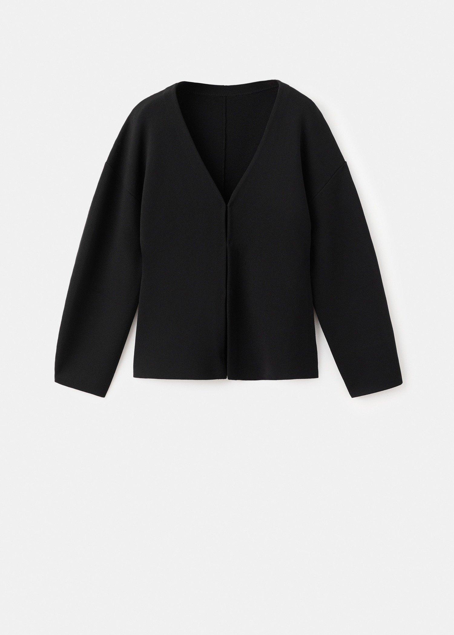 Black Oversized V-Neck Cardigan, Black, large image number 8