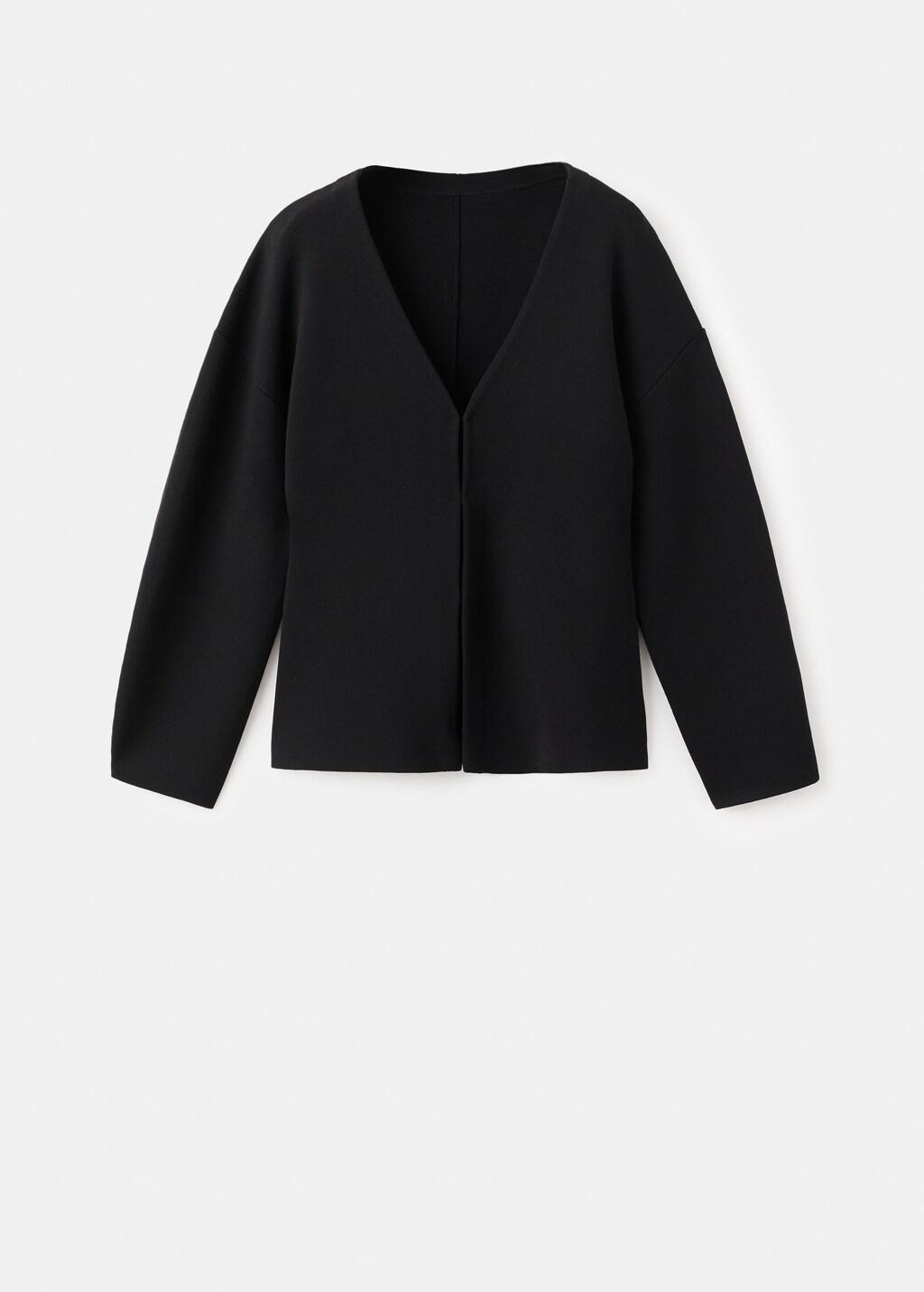 Black Oversized V-Neck Cardigan, Black, large image number 12