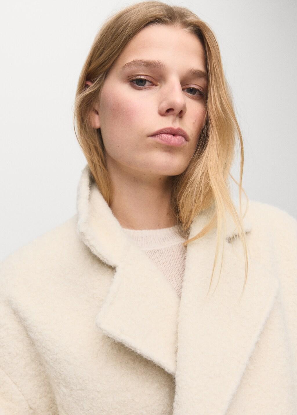 Beige Lapels Boucl&atilde;&copy; Coat, Light Beige, large image number 4