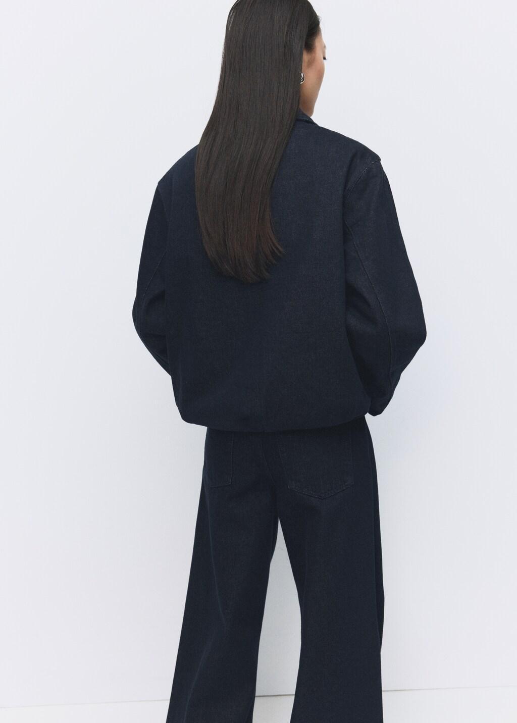 Blue Denim Jacket With Fur Collar, Open Blue, medium