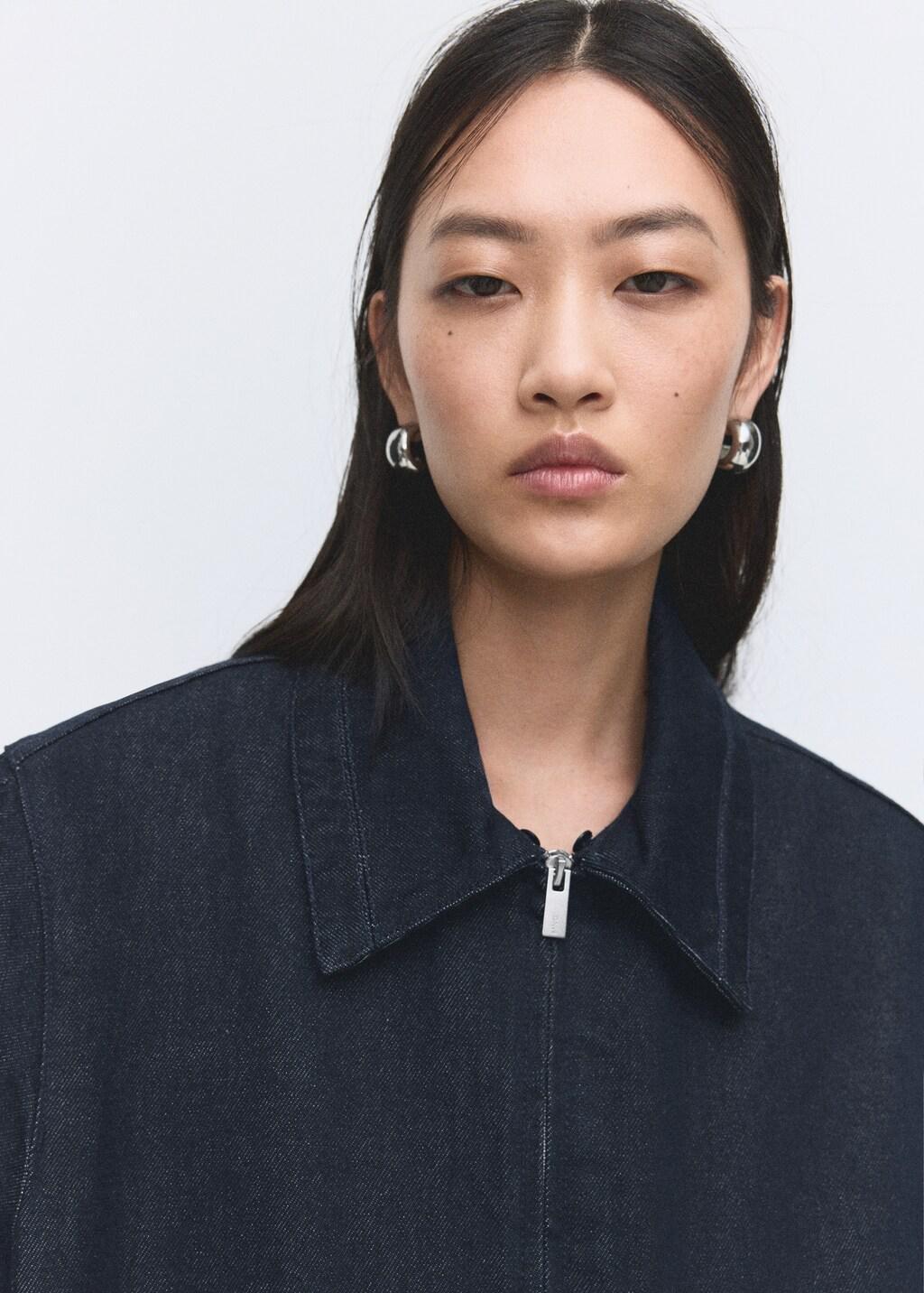 Blue Denim Jacket With Fur Collar, Open Blue, large image number 4