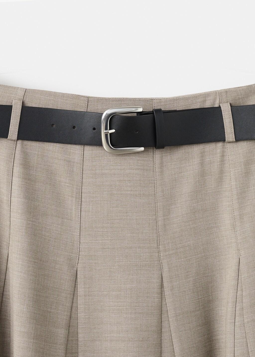Grey Flared Skirt With Belt, Grey, large image number 1