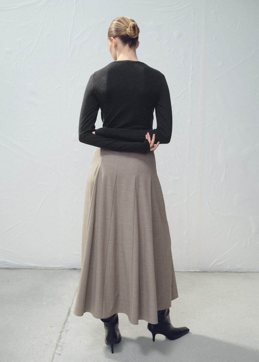 Grey Flared Skirt With Belt, Grey, large image number 2